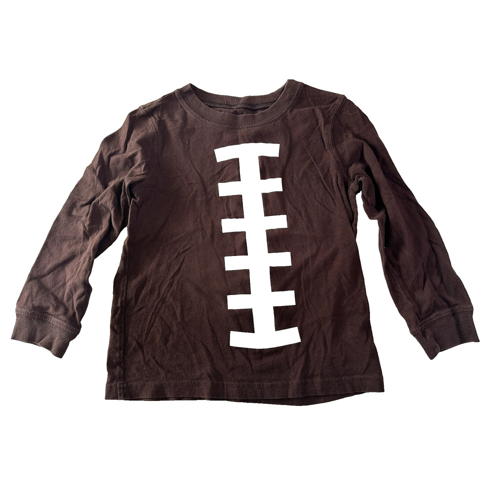 Carters Long Sleeve T-shirt Football Laces Graphic Sz 5T Brown Sports School